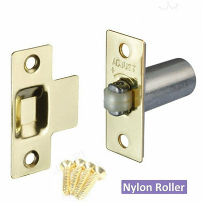 Dzina Adjustable Roller Catch 38mm Brass Plated Forend (Nylon Roller) Pack Of 1 from B&Q