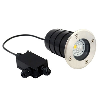 UKEW Gu10 Stainless Steel 316 Decking Board Light Walkover Outdoor Ip67 Round Ground Lamp from B&Q