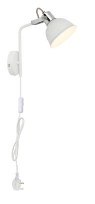 White Plug-In Led Wall Light With Flexible ArmAdjustable Reading Lamp from B&Q