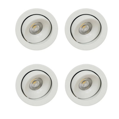 UKEW 4 Pack Large White Tilt Adjustable Round Gu10 Recessed Ceiling Downlights 104mm from B&Q