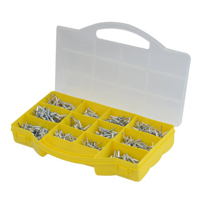 B&Q -  650 Piece Pop Rivet Set Double Cap Metal Rivets With Punch Pliers Tool Kit For Diy Leather Craft Repairs Case