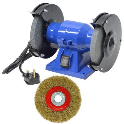 B&Q -  Bench Grinder 2980 Rpm 230V 150W Electric Grinder Polisher With Coarse Fine Grinding Wheels Wire Wheel Brush 150mm