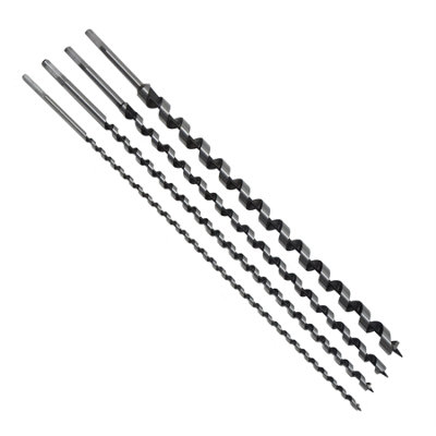 B&Q -  4 Pack 600mm Auger Drill Bit Set 81216 & 24mm Hex Shank Wood Drill Bits High Carbon Steel