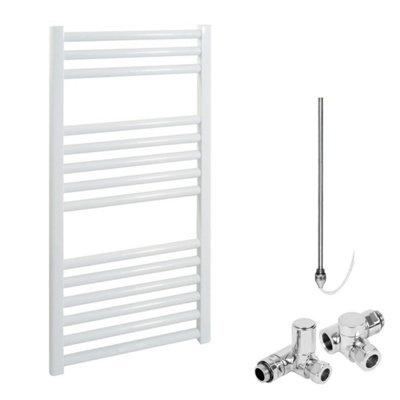 SolAire Heating Products Bray Dual Fuel Heated Towel RailStraightWhiteW400 X H800 mm from B&Q