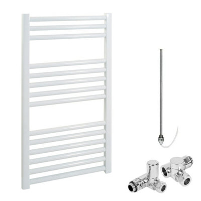 SolAire Heating Products Bray Dual Fuel Heated Towel RailStraightWhiteW500 X H800 mm from B&Q
