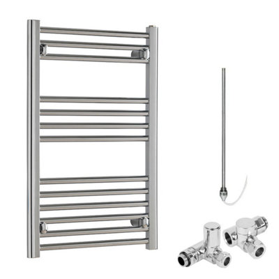 SolAire Heating Products Bray Dual Fuel Heated Towel RailStraightChromeW500 X H800 mm from B&Q
