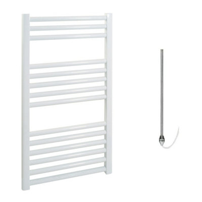 Bray Electric Heated Towel RailPrefilledStraightWhiteW500 X H800 mm from B&Q