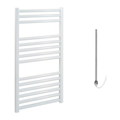 Bray Electric Heated Towel RailPrefilledStraightWhiteW400 X H800 mm from B&Q
