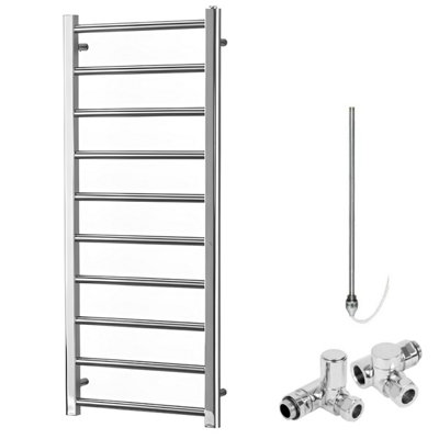SolAire Heating Products Alpine Dual Fuel Heated Towel RailChromeW500 X H1200 mm from B&Q
