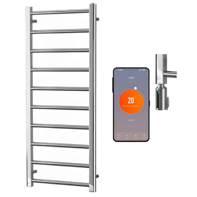 SolAire Heating Products Alpine Wifi Electric Heated Towel Rail With ThermostatTimerChromeW500 X H1200 mm from B&Q