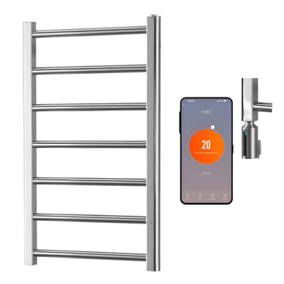 SolAire Heating Products Alpine Wifi Electric Heated Towel Rail With ThermostatTimerChromeW500 X H800 mm from B&Q