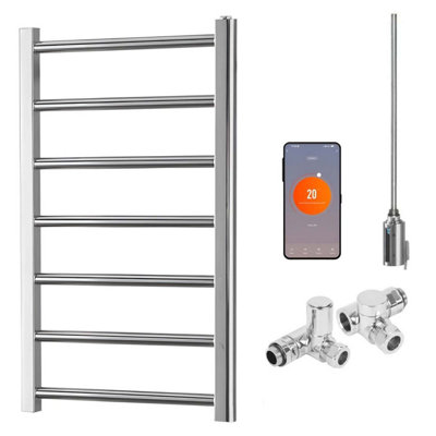 SolAire Heating Products Alpine Wifi Dual Fuel Heated Towel Rail With ThermostatTimerChromeW500 X H800 mm from B&Q