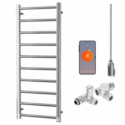 SolAire Heating Products Alpine Wifi Dual Fuel Heated Towel Rail With ThermostatTimerChromeW500 X H1200 mm from B&Q