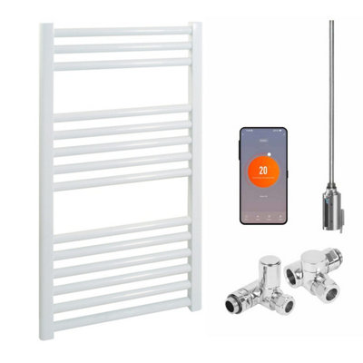SolAire Heating Products Bray Wifi Dual Fuel Heated Towel Rail With ThermostatTimerStraightWhiteW500 X H800 mm from B&Q