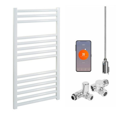 SolAire Heating Products Bray Wifi Dual Fuel Heated Towel Rail With ThermostatTimerStraightWhiteW300 X H800 mm from B&Q