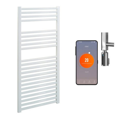 SolAire Heating Products Bray Wifi Electric Heated Towel Rail With ThermostatTimerStraightWhiteW500 X H1200 mm from B&Q
