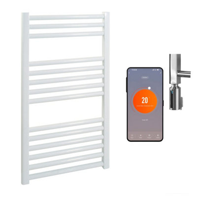 SolAire Heating Products Bray Wifi Electric Heated Towel Rail With ThermostatTimerStraightWhiteW500 X H800 mm from B&Q