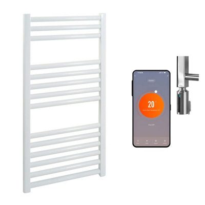 SolAire Heating Products Bray Wifi Electric Heated Towel Rail With ThermostatTimerStraightWhiteW300 X H800 mm from B&Q
