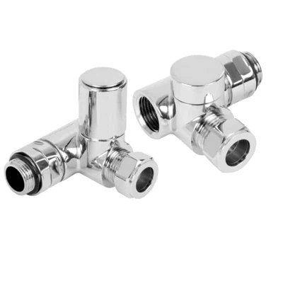 B&Q -  Angled Dual Fuel Manual Heated Towel Rail Valves,