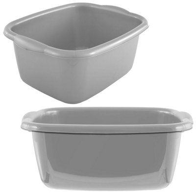 Storm Trading Group 2 X 9.5 Litre Silver Rectangular Washing Up Bowl With Integrated Carry Handles from B&Q