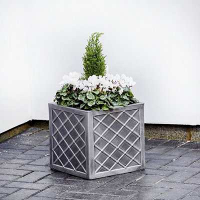 Storm Trading Group 1 X Small Square 32Cm Pewter Lazio Garden Flower Plant Box from B&Q