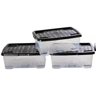 Storm Trading Group 4 X 30 Litre Curve Underbed Storage Boxes With Strong Lids from B&Q