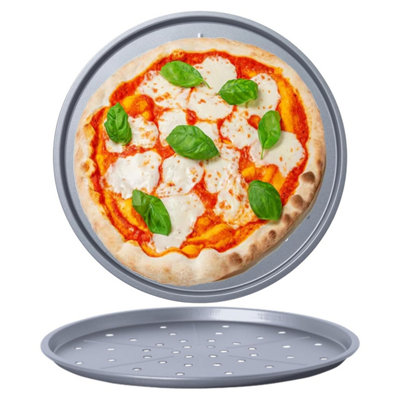 Storm Trading Group 2 X 33Cm Large Non Stick Round Pizza Oven Trays from B&Q
