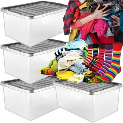 Storm Trading Group 4 X 32 Litre Underbed Multipurpose Storage Boxes With Silver Lids from B&Q