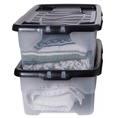 Storm Trading Group 2 Pack 30L Underbed Storage Boxes With Lids Stackable Storage Boxes from B&Q