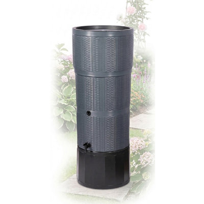 Storm Trading Group Graphite Xl 150L Rattan Wicker Effect Water Butt With StandTapRain Diverter & Lid from B&Q