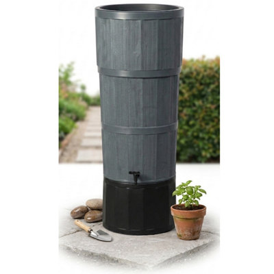 Storm Trading Group Graphite Xl 150L Oak Wood Effect Water Butt With StandTapRain Diverter & Lid from B&Q