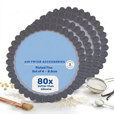 Storm Trading Group 8 X 8.5Cm Non-Stick Fluted Round Air Fryer Dish Ideal For Cooking & Roasting from B&Q