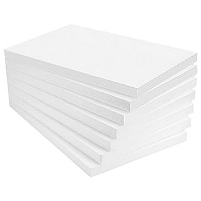 B&Q -  5 X White Rigid Polystyrene Foam Sheets 600X400X10mm Thick Eps70 Sdn Slab Insulation Boards