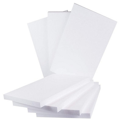 B&Q -  10 X White Rigid Polystyrene Foam Sheets 600X400X10mm Thick Eps70 Sdn Slab Insulation Boards