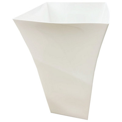 Storm Trading Group 1 X White Tall Large Plastic Contemporary Garden Patio Milano Planter With A Shiny Gloss Finish from B&Q