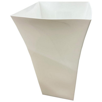 Storm Trading Group 2 X White Tall Large Plastic Contemporary Garden Patio Milano Planter With A Shiny Gloss Finish from B&Q
