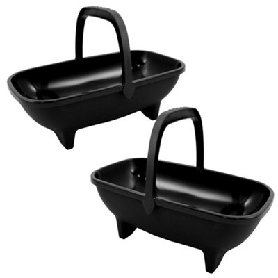 Storm Trading Group 2 X Garden Trug 53Cm Black Plastic Basket Plant Pot With Handle from B&Q