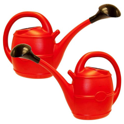 STORM TRADING GROUP 2 X Red 10 Litre Lightweight Garden Watering Cans With Sprinkler Rose Heads & Handles