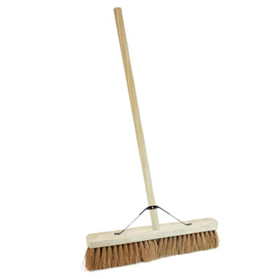 B&Q -  2 X Coco Soft Bristle 24" Long Handle Indoor Outdoor Sweeping Brush
