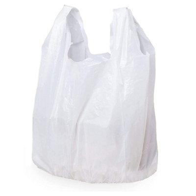 Storm Trading Group 100 X White 11 X 17 X 21" Plastic Vest Style Shopping Carrier Bags from B&Q