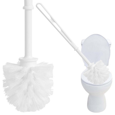 B&Q -  2 X White Toilet Replacement Brush With Strong Plastic Handle & Deep Cleaner Bristles
