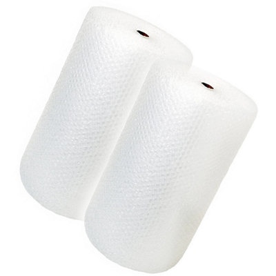 Pluto Packaging 2 X 750mm X 50M Large Air Filled Bubble Wrap Rolls For PackagingHouse Moving & Storage from B&Q