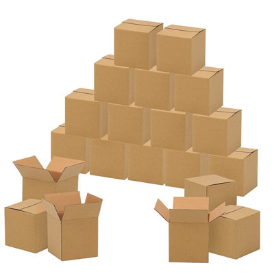 Pluto Packaging 25 X Single Wall 5 X 5 X 5" (127X12X127mm) Strong Cardboard Shipping Boxes For House Moving & Storage from B&Q