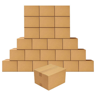 Pluto Packaging 25 X Single Wall 6 X 6 X 6" (152X152X152mm) Strong Cardboard Shipping Boxes For House Moving & Storage from B&Q