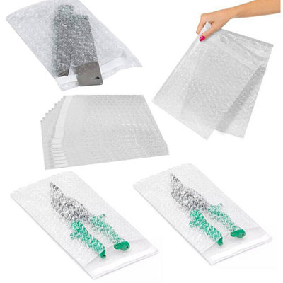 Pluto Packaging 200 X Clear Bp7 (380mm X 435mm) Lightweight Secure Peel & Seal Bubble Pouches For Shipping Fragile Items from B&Q