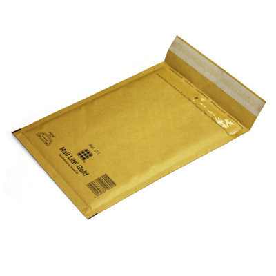 Pluto Packaging 100 X Ll (230X330mm) Gold Mail Lite Thick Bubble Lined Protective Postal Mailing Shipping Envelopes from B&Q