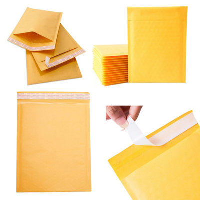 B&Q -  200 X Size 10 (340X445mm) Gold Padded Bubble Lined Secure Self Sealing Peel & Seal Mailing Postal Envelopes