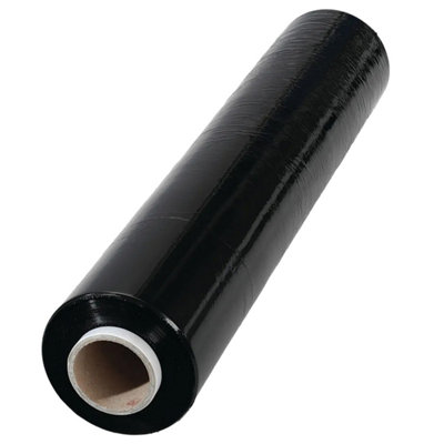 Pluto Packaging 1 X Strong Black 400mm Water & Moisture Proof Pallet Shrink Wrap Easy To Use Cling Film Roll from B&Q