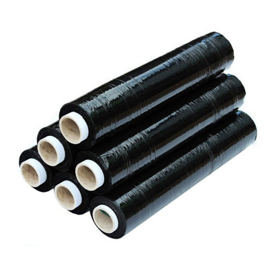 Pluto Packaging 6 X Strong Black 400mm Water & Moisture Proof Pallet Shrink Wrap Easy To Use Cling Film Rolls from B&Q