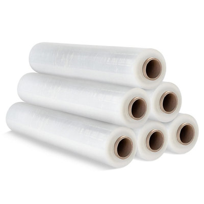 Pluto Packaging 6 X Strong Clear 400mm Water & Moisture Proof Pallet Shrink Wrap Easy To Use Cling Film Rolls from B&Q